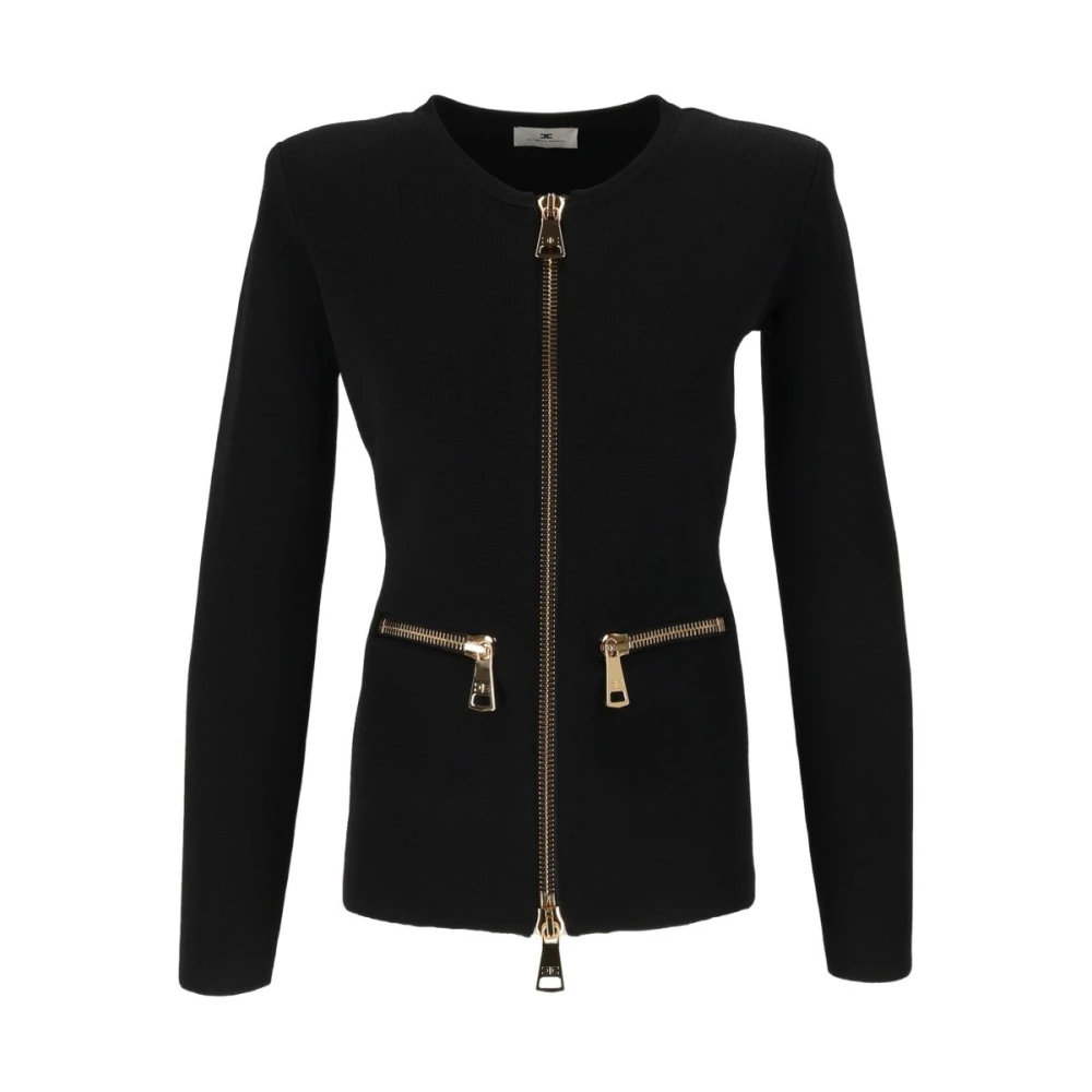 Elisabetta Franchi Donna Nero - Cardigan In Maglia Con Zip - Knitwear - S