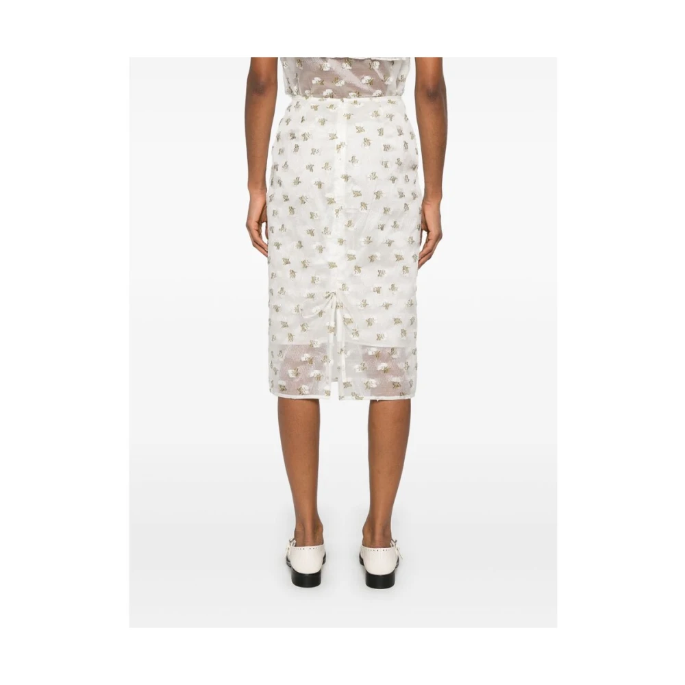Cecilie Bahnsen Bloemen Geborduurde Witte Rok White Dames