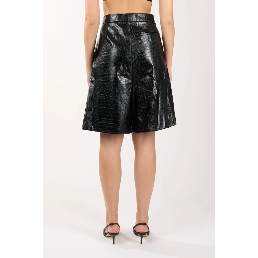 Laneus Bermuda Shorts van imitatieleer Black Dames