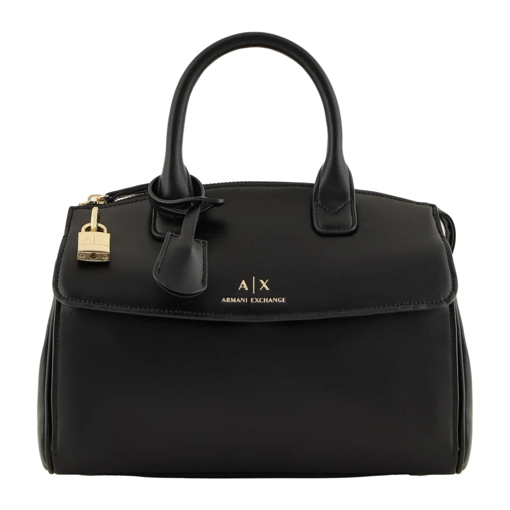 Armani Exchange Zwarte Tote Tas met Metalen Details Black Dames