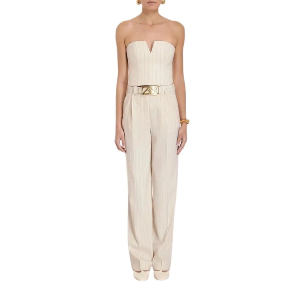 Zimmermann Gestreepte Wol Bustier Top White Dames