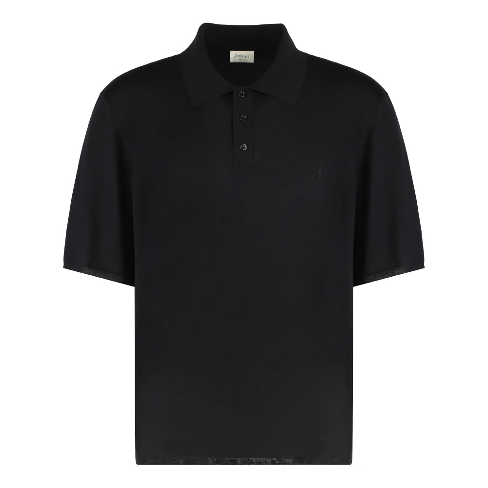 Saint Laurent Men's Black Polo Shirts, L, Cassandre Polo