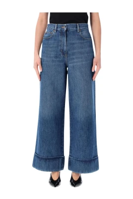 Vida byxor i croppad denim