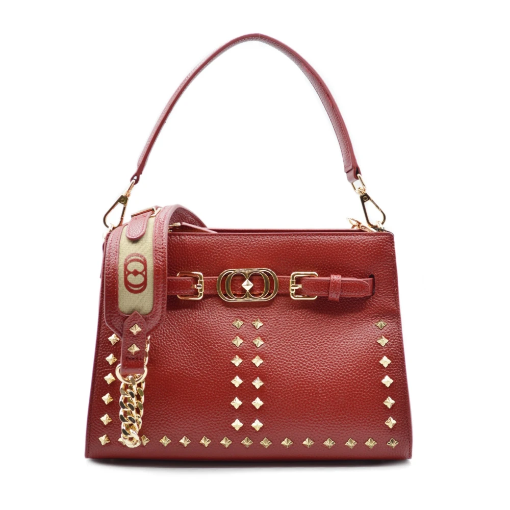 La Carrie Iconische Leren Shopper Tas met Studs Red Dames