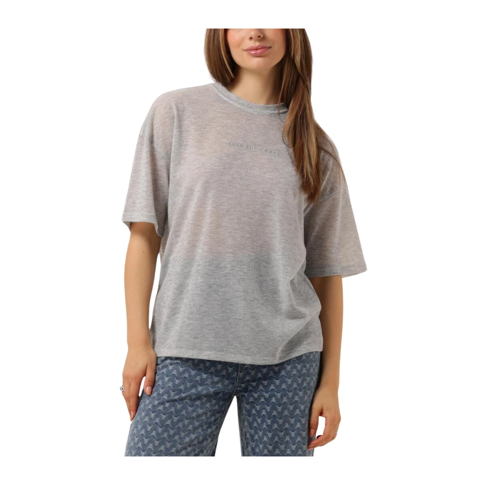Alix The Label Doorschijnend Gebreid T-shirt Gray Dames