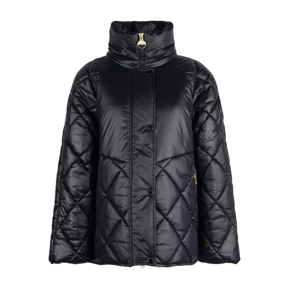 Barbour Gewatteerde Zwarte Jas met Ritssluiting Black Dames