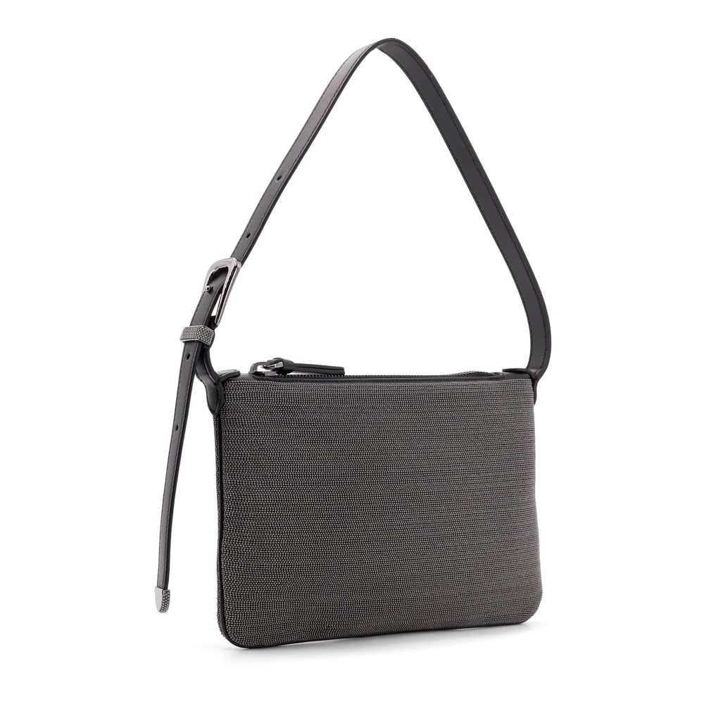 BRUNELLO CUCINELLI Precieuze Schoudertas met Monili Decoratie Black Dames