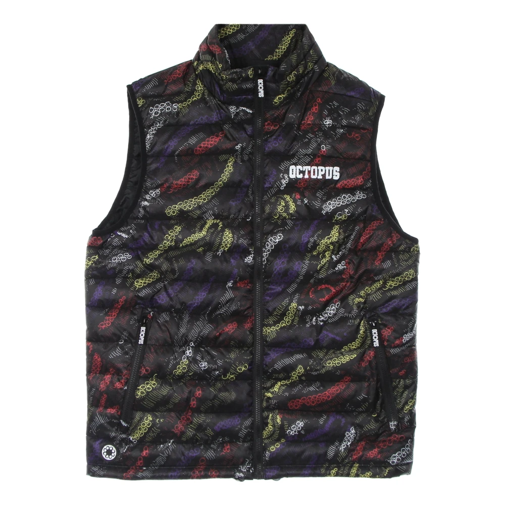 Octopus Zwarte Mouwloze Donsvest Jas Multicolor Heren