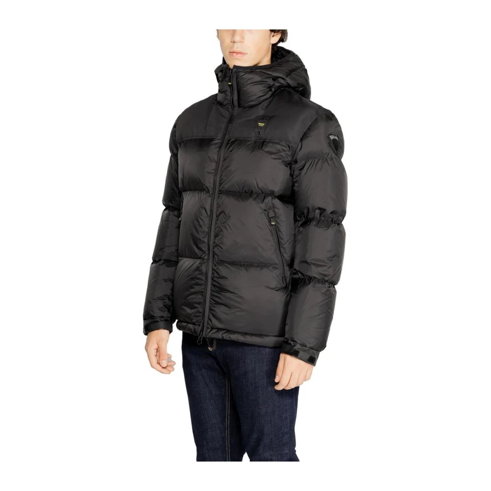 Blauer Zwarte polyamide jas voor mannen Black Heren