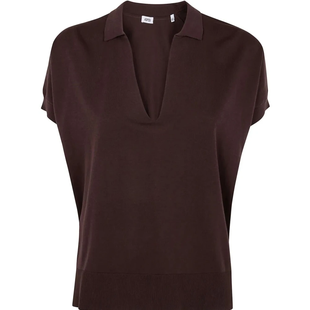 Aspesi Klassieke V-hals korte mouw polo Brown Dames