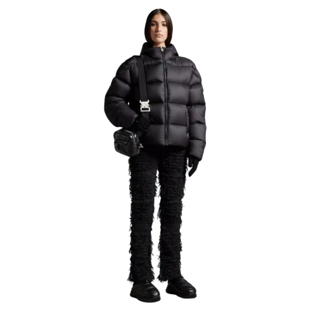 Moncler Korte Donsjas met Capuchon Nylon Zwart Black Heren
