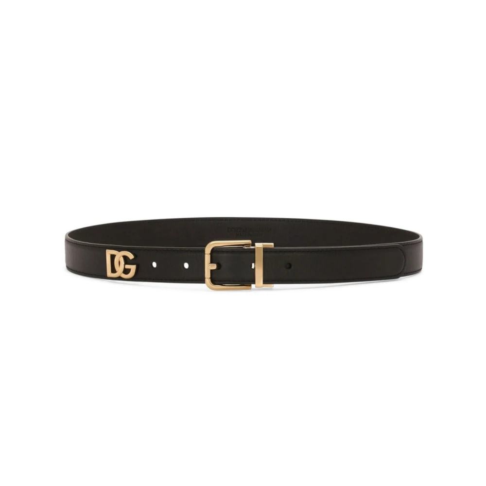 Dolce & Gabbana Zwart leren logogordel vrouwen Black Dames