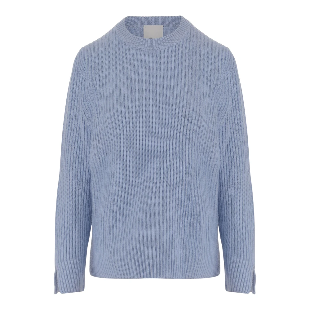 Allude Women's Light/Blue Ribbed Wool Cashmere Sweater