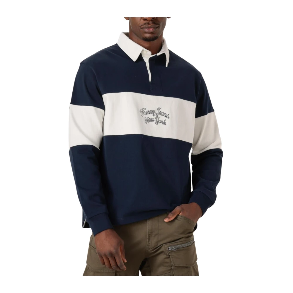 Tommy Jeans Colorblock Rugby Polo Shirt Blue Heren