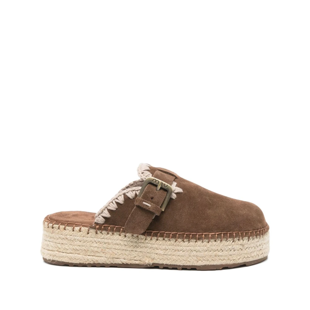Mou Brown Leather Slippers - Female - Mules - 7 Uk - Shoes