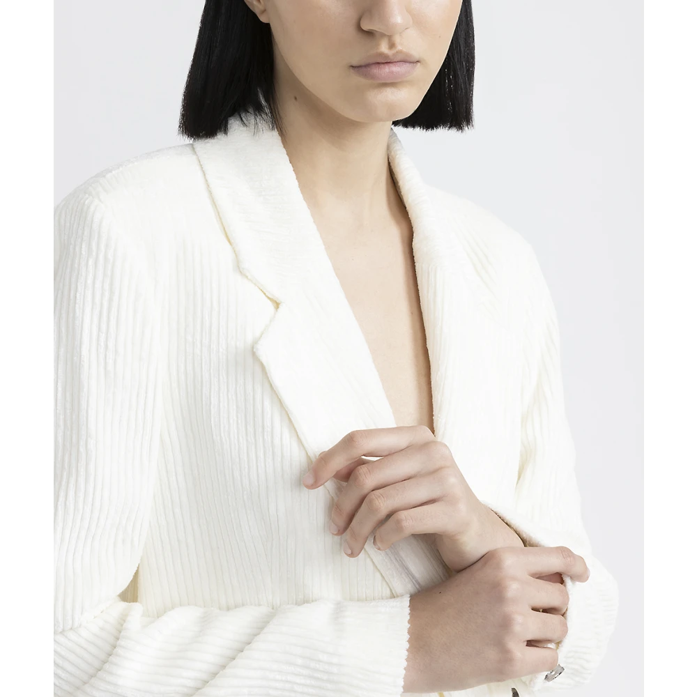 PESERICO Dubbelborstig blazer in viscose ribfluweel White Dames