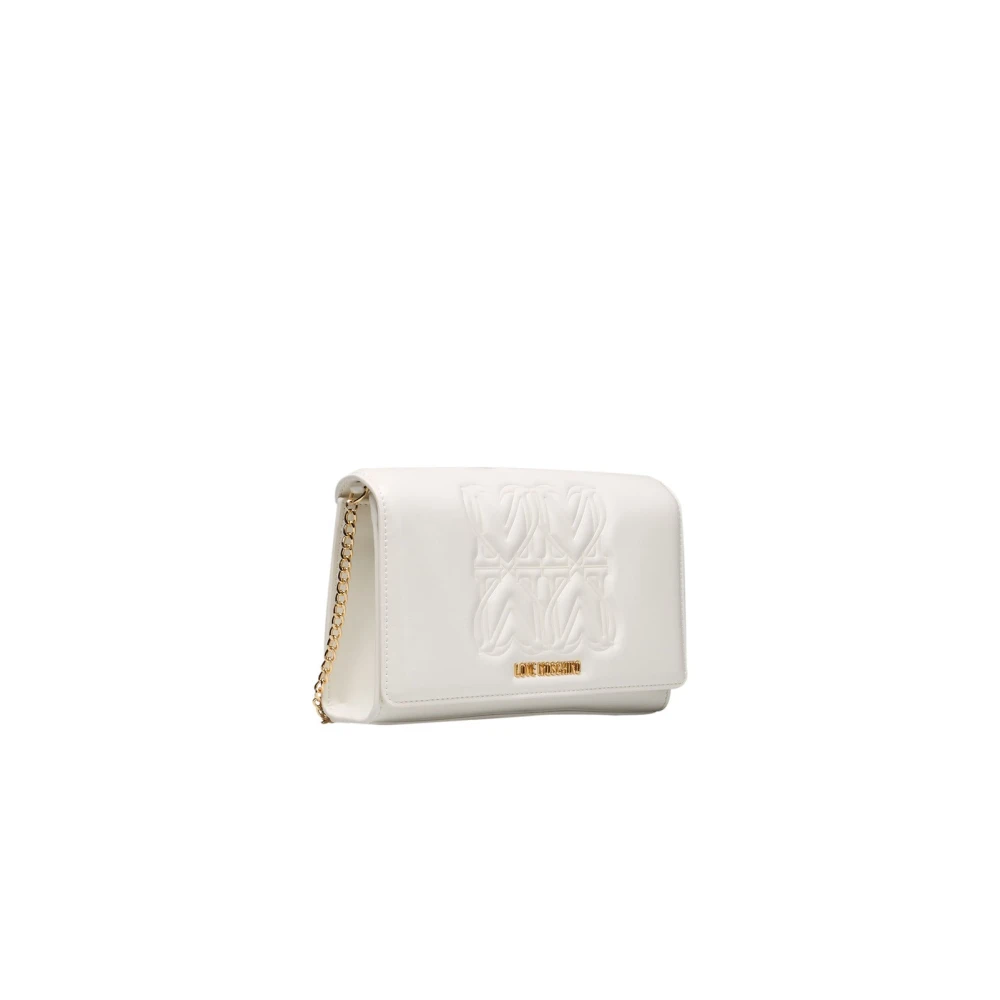 Love Moschino Crossbody Chain Tas met Logo Voorkant White Dames