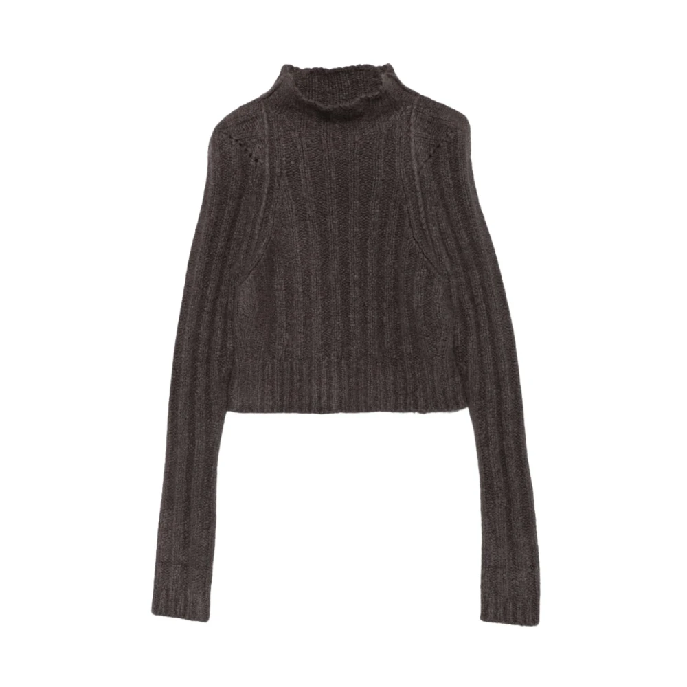 Rick Owens , Turtlenecks, Female, Gray, S, Cropped Ribbed Turtleneck