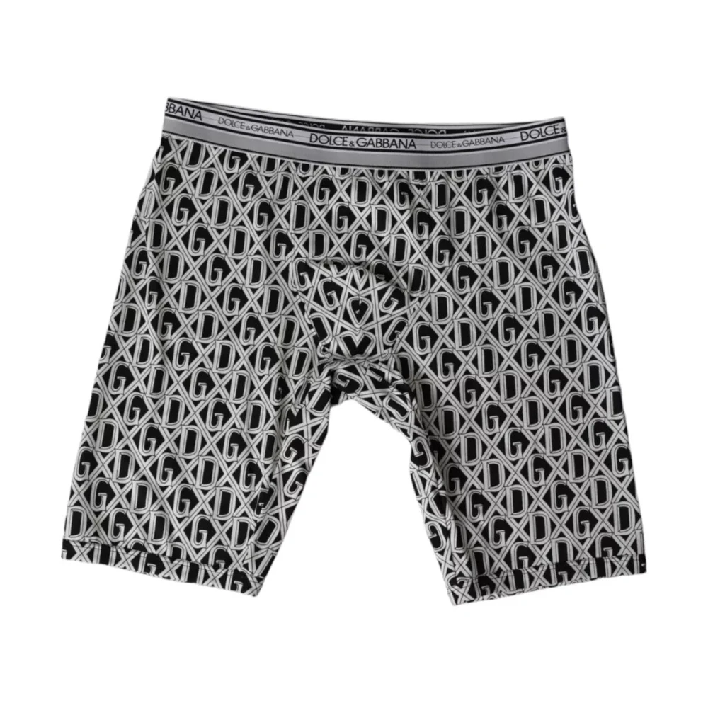 Dolce & Gabbana Zwart Wit DG Logo Katoen Stretch Fiets Ondergoed Mannen Black Heren