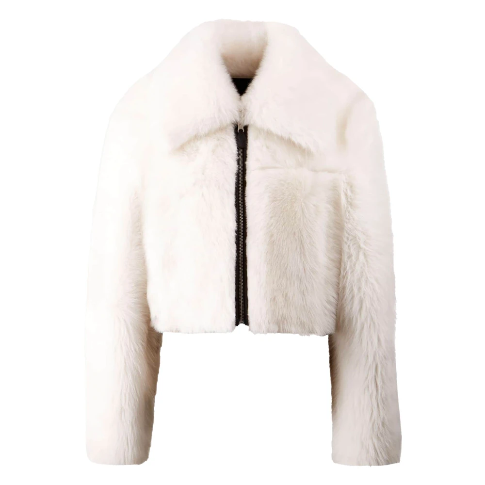 Hogan Omkeerbare Leren Shearling Jas White Dames