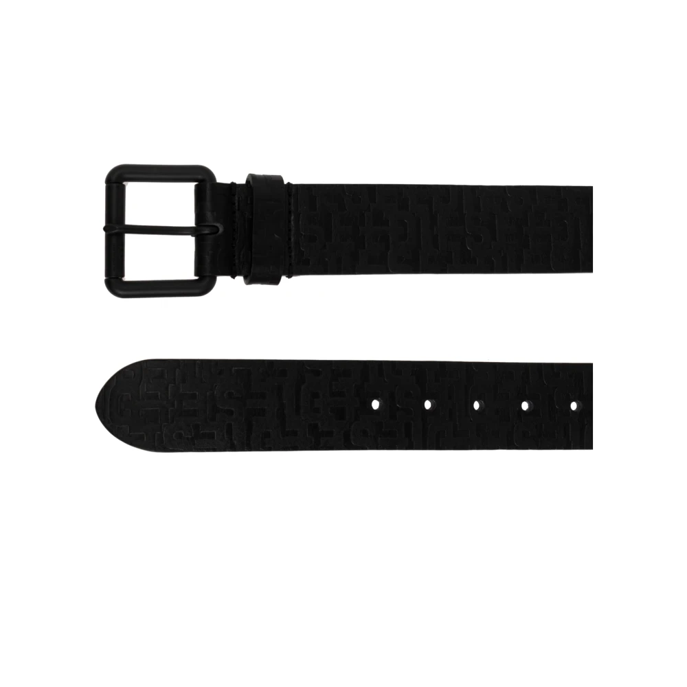 Diesel Leren riem B-Monogram Black Heren
