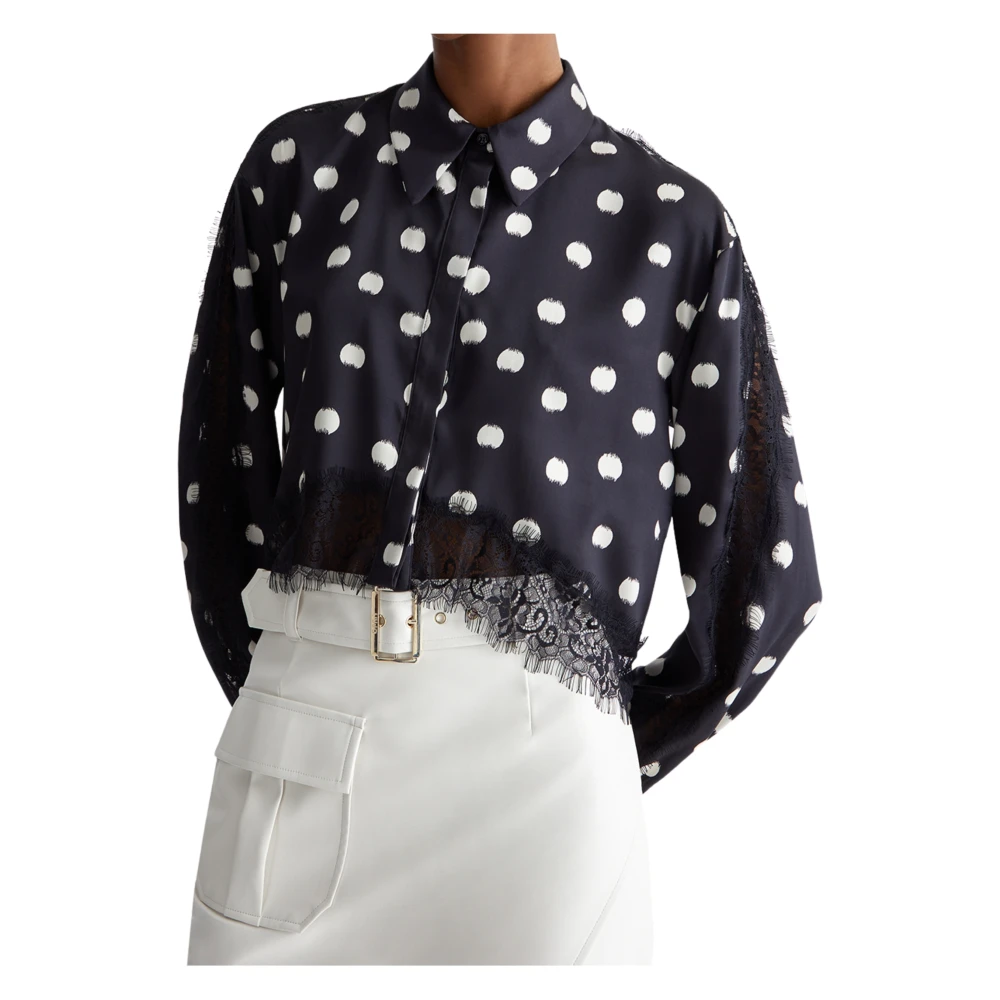 Liu Jo Zwarte gestippelde cropped shirts Black Dames