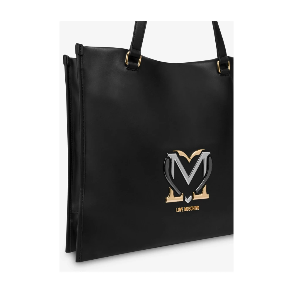 Love Moschino Zwarte Shopper Tas met Hart Logo Black Dames