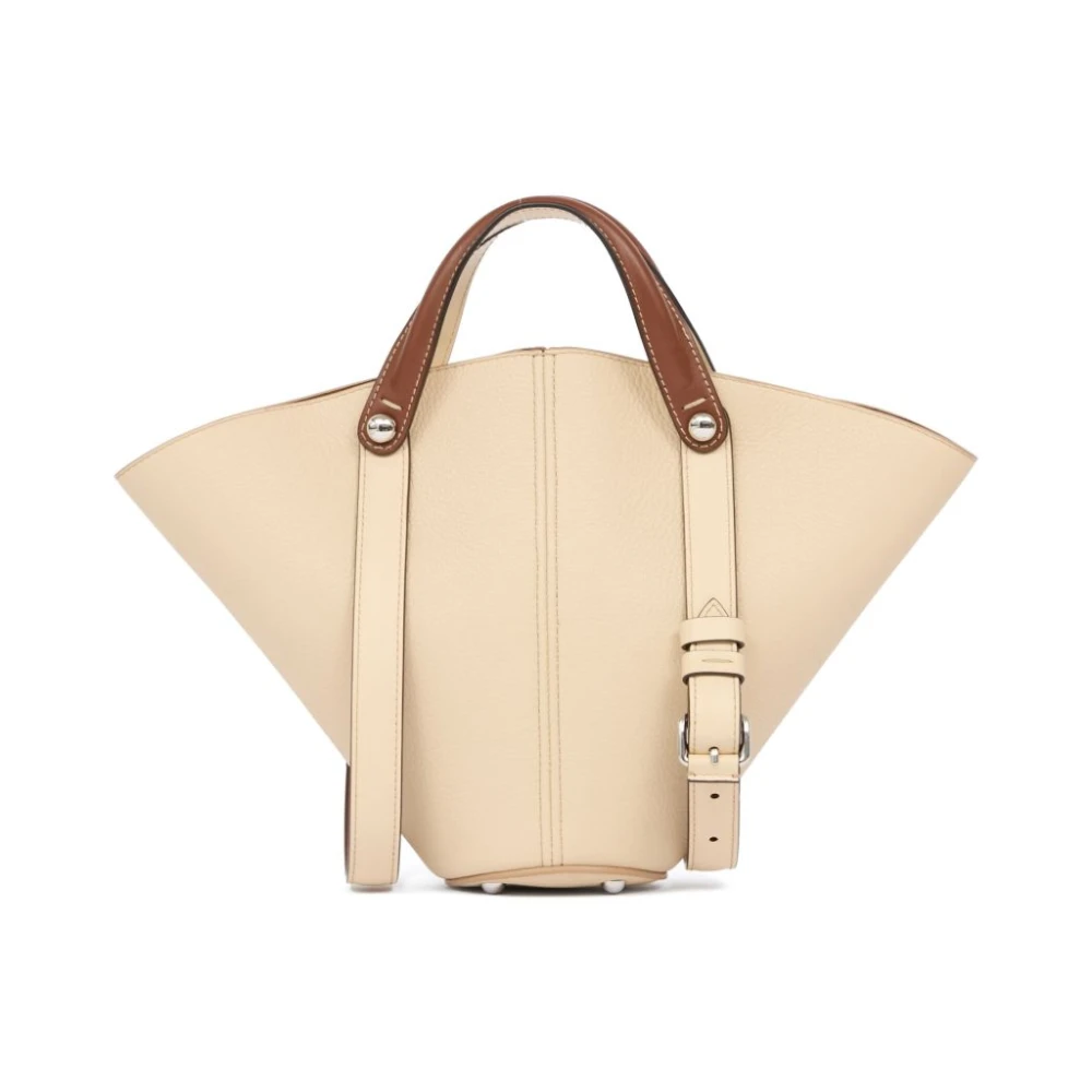 Maison Margiela Amandel Leren Tote Tas met Zilveren Hardware Beige Dames