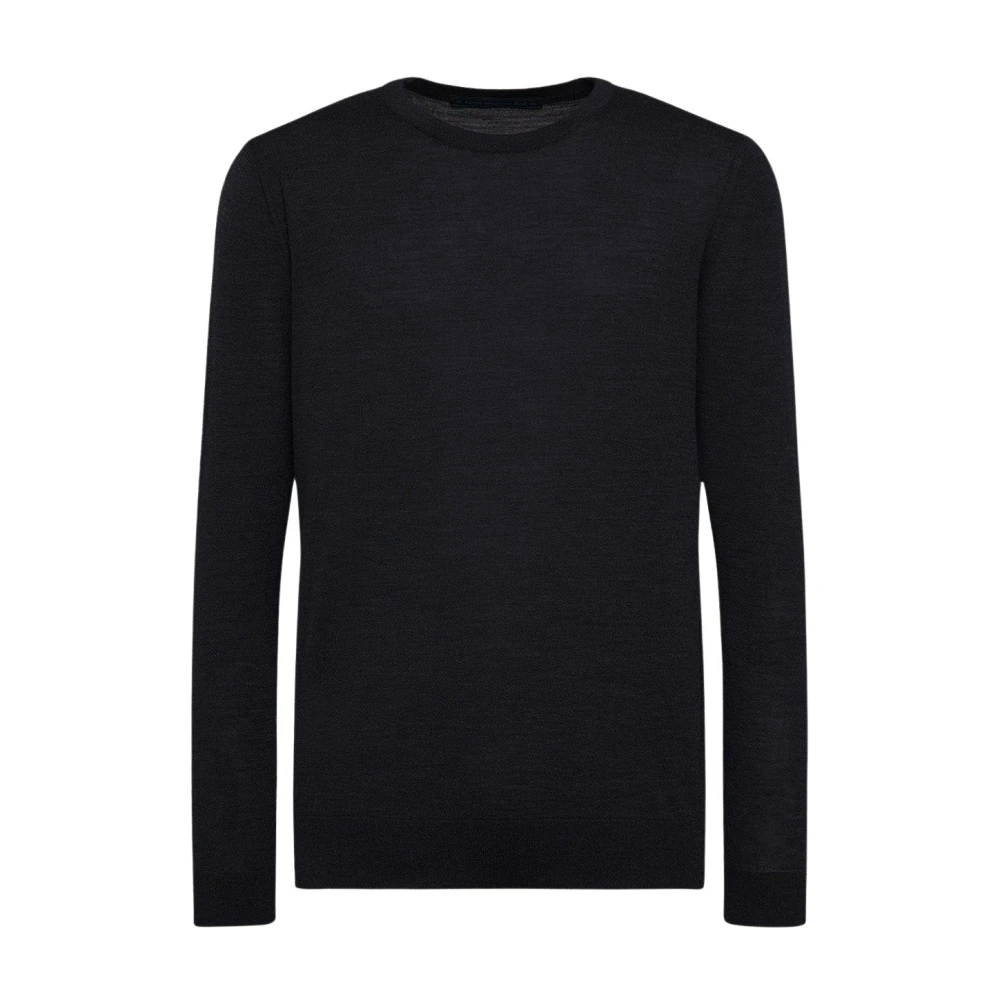Kiton Antracietgrijze wollen ronde hals trui Blue Heren