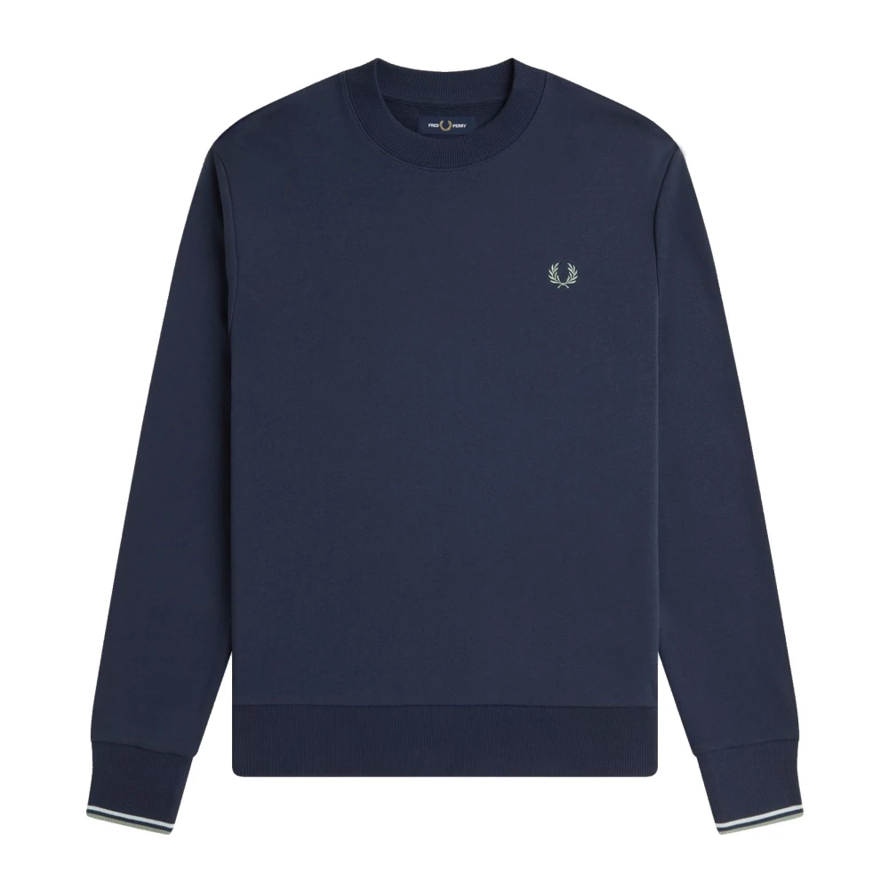 Fred Perry Blue Sweatshirts, Male, S, Classic Cotton Sweatshirt With Laurel Embroidery