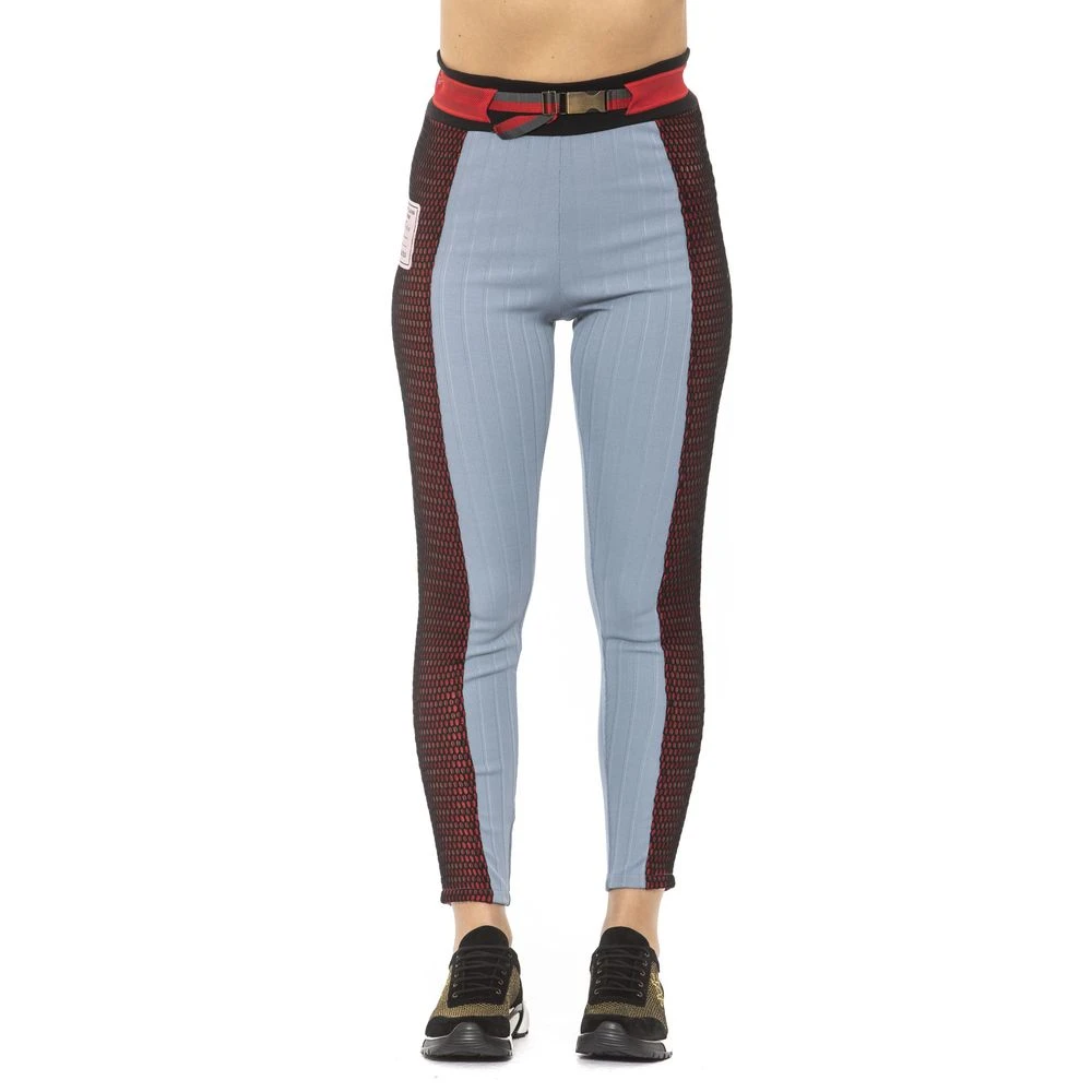 Mr&Mrs Italy Women's Light/Blue Cotton Leggings With Embroidered Patches