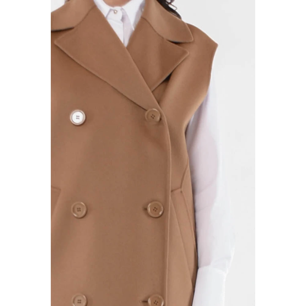 Max Mara Tijdloos wollen dubbelbreasted vest Brown Dames