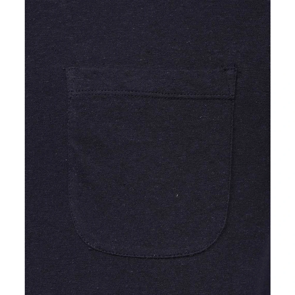 Les Deux Geribbelde Crew-neck T-shirt met Voorzak Blue Heren