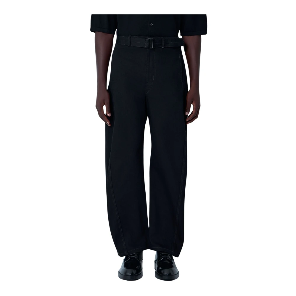 Lemaire Men's Black Wide Trousers, S, Twisted Trousers