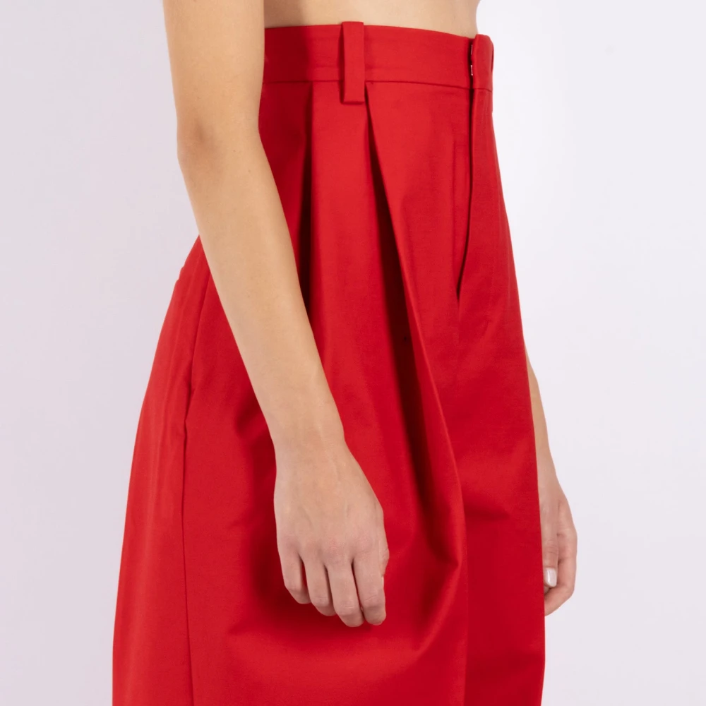 Jacquemus Hoge Taille Wijde Pijp Broek Red Dames