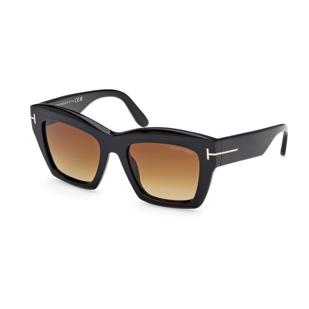 Tom Ford Women's Black Sunglasses Square Glossy Medium
