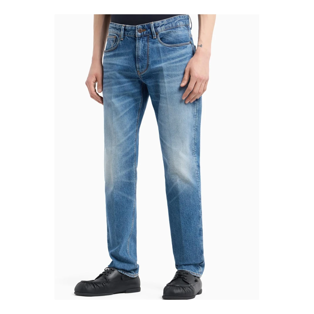 Emporio Armani Slim Fit Denim Jeans Lage Taille Blue Heren