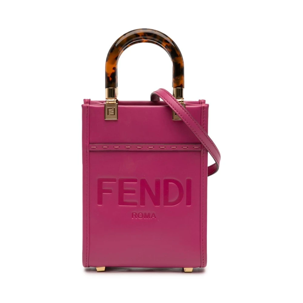Fendi Vintage Women's Pink Pre-Owned Box Leather Handbag