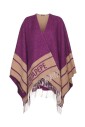 purple-fringed-poncho-with-logo-jacquard