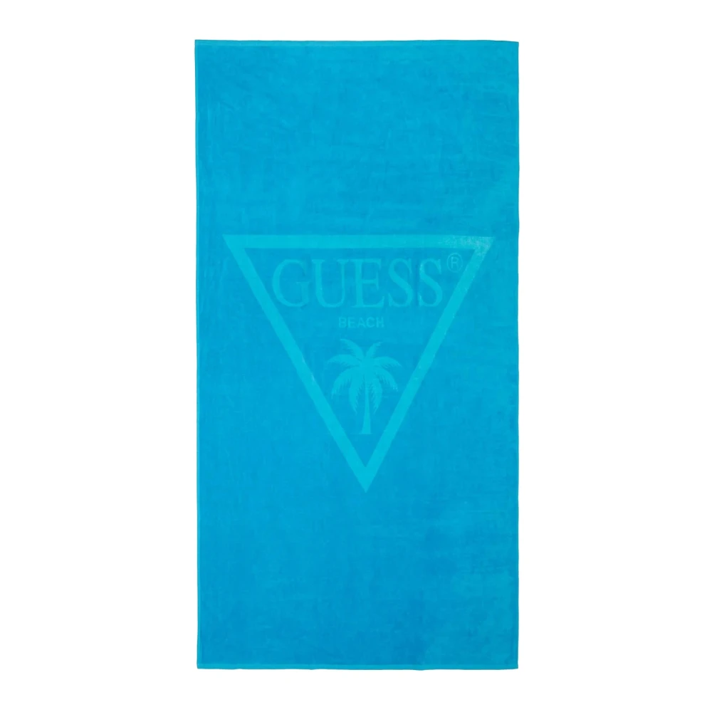 Guess Iconisch Logo Katoenen Strandlaken Blue Dames