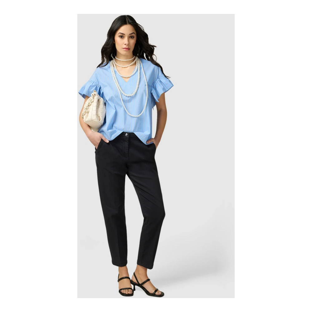 Oltre New York Tencel Blend Skinny Broek Blue Dames