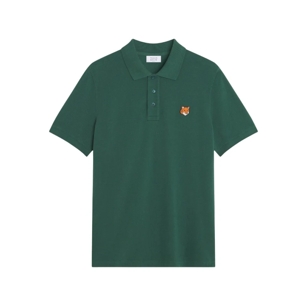Maison Kitsuné Men's Green Polo Shirts, Xl, Polo Con Logotipo Bordado