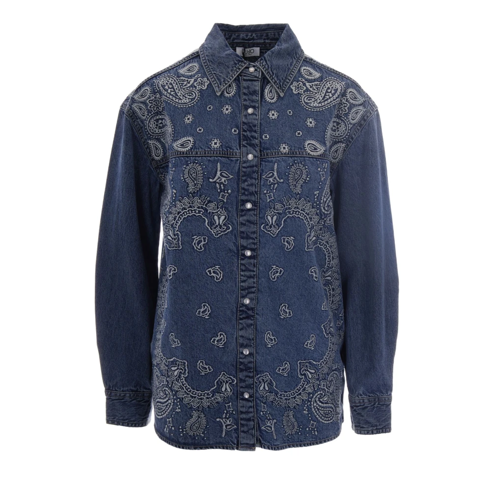 Liu Jo Femme Bleu - Chemise En Jean Avec Broderies - Blouses Et Chemises - Taille: 34 Fr