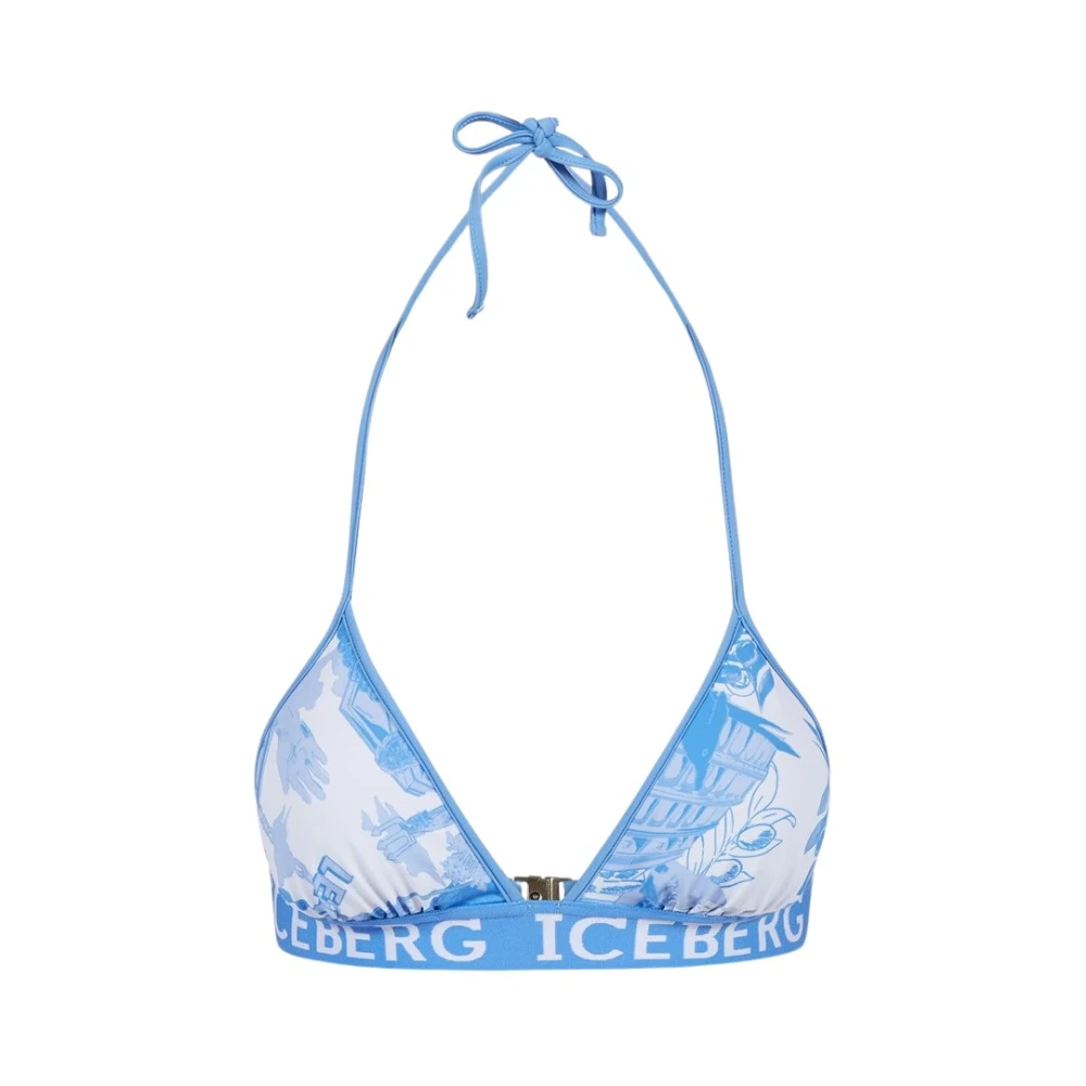 Iceberg Roma Print Bikini Top Blue Dames