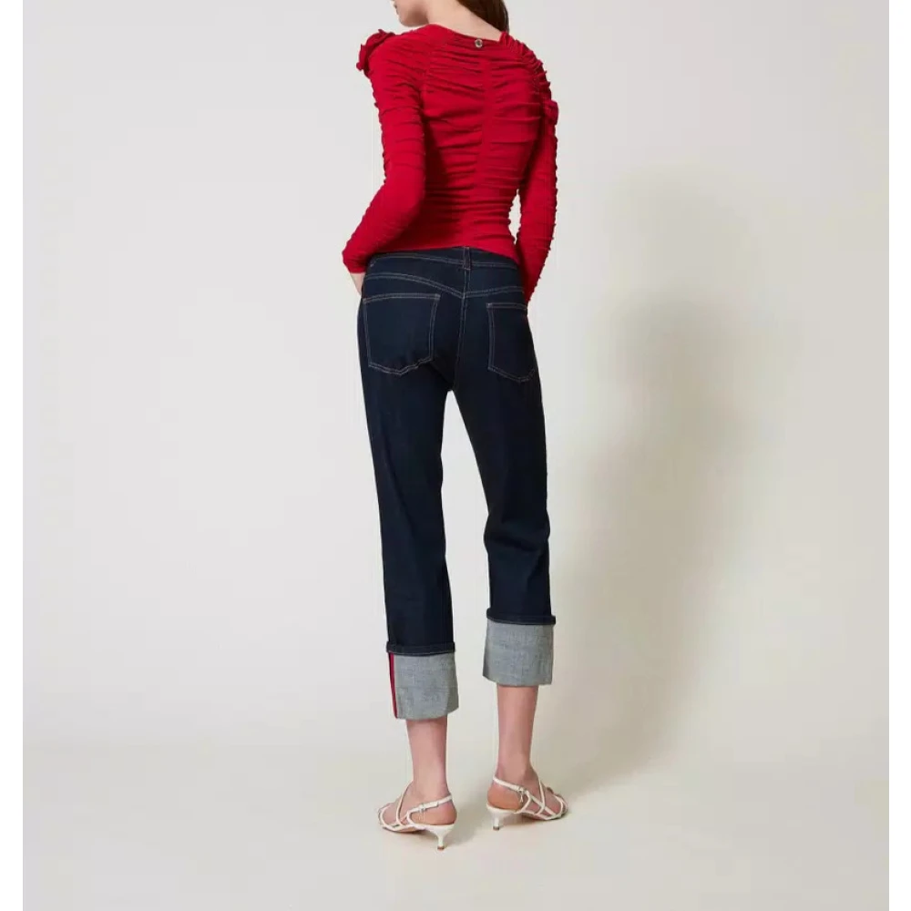 Twinset Jeans met omgeslagen zoom Black Dames
