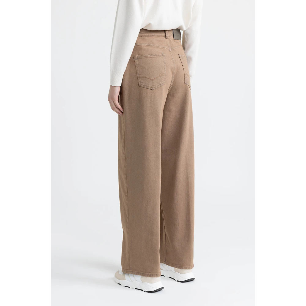 PESERICO Katoenen denim baggy broek Brown Dames