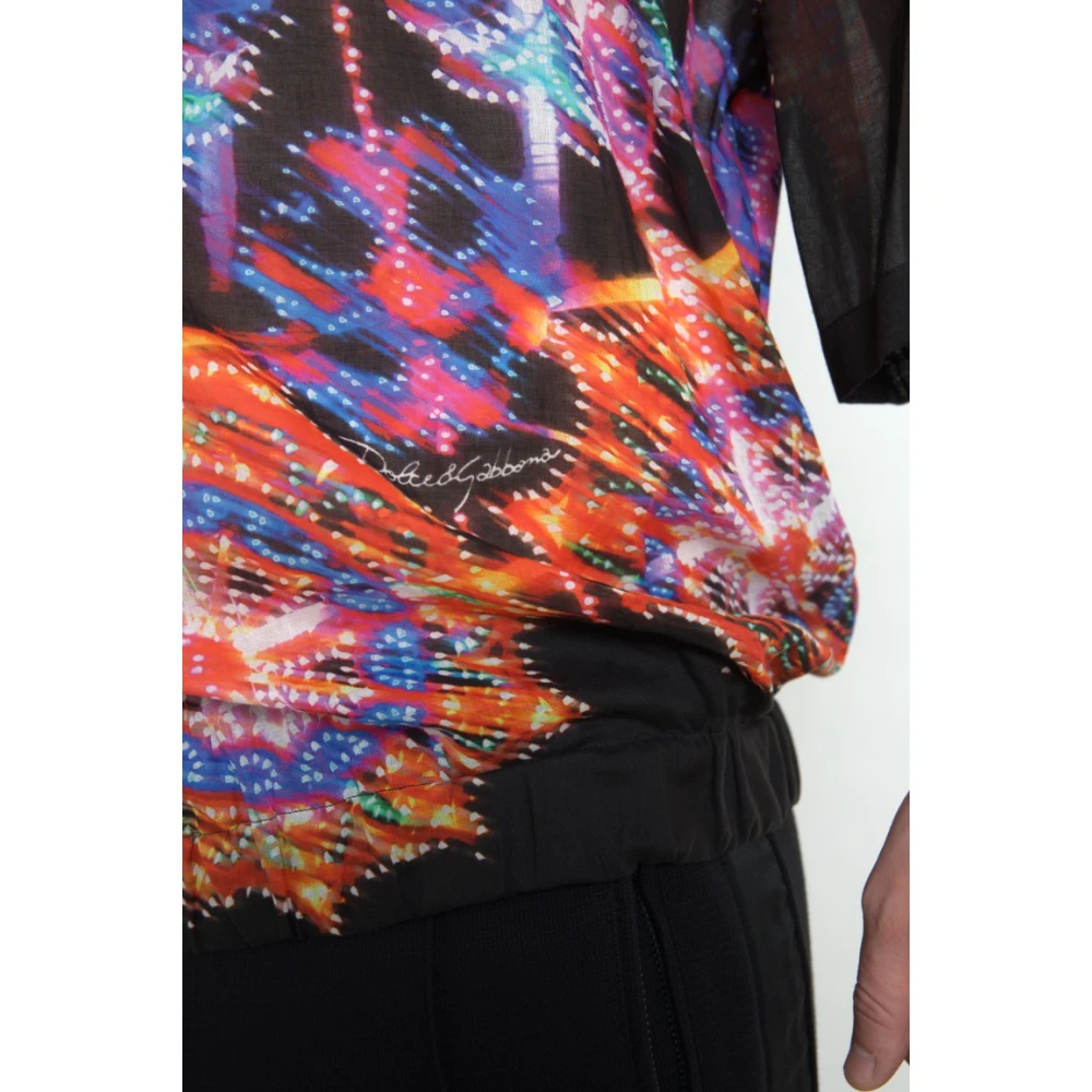 Dolce & Gabbana Multicolor Luminarie Print Cotton Polo Shirt Multicolor Heren