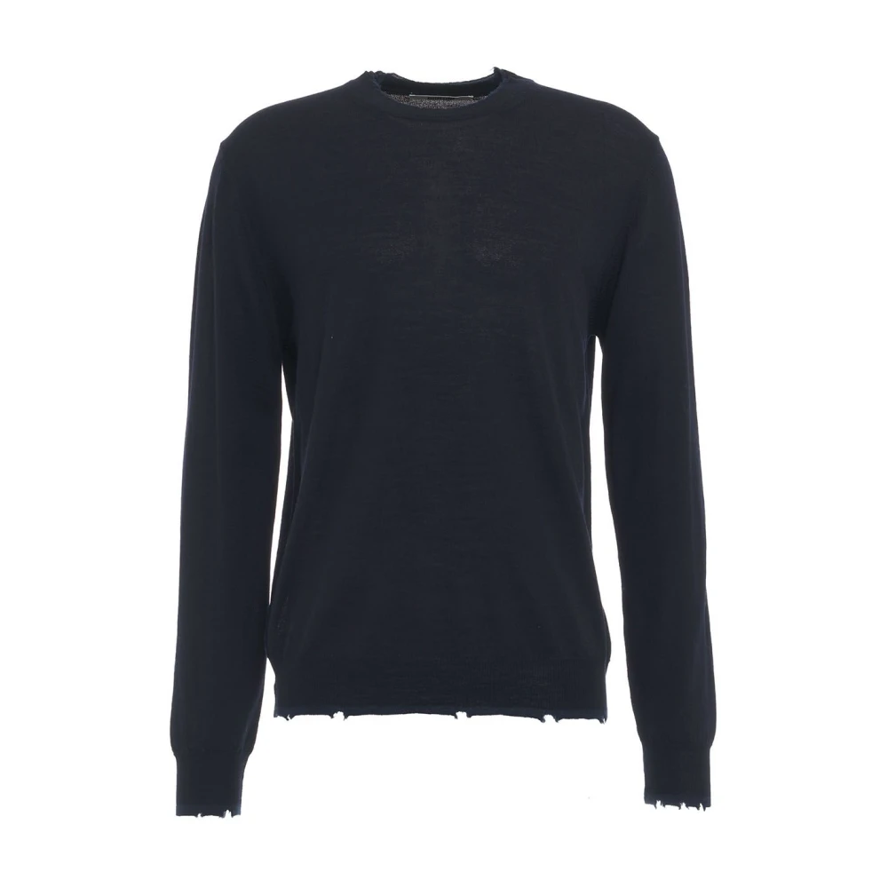 Mauro Grifoni Blauwe Gebreide Trui Aw24 Handwas Blue Heren