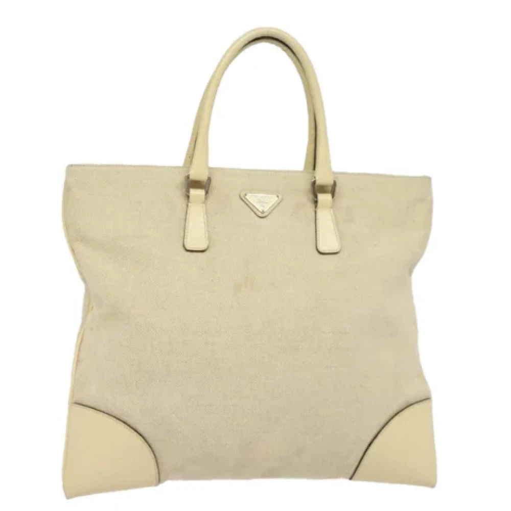 Prada Vintage Pre-owned Canvas prada-bags Beige Dames