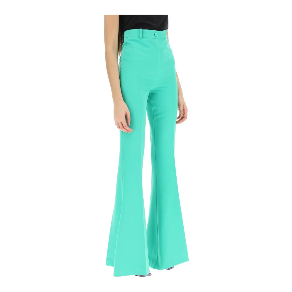 Hebe Studio Wijduitlopende broek met hoge taille in neo-crepe Green Dames